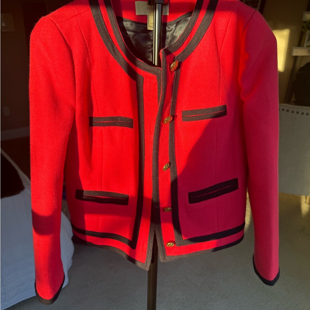 J. Crew Pink Blazer with Navy Trim